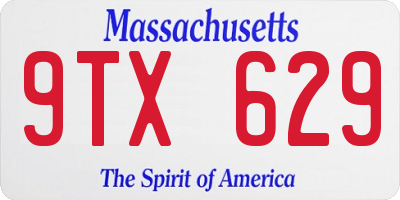 MA license plate 9TX629