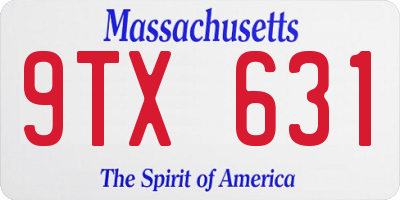 MA license plate 9TX631