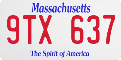 MA license plate 9TX637