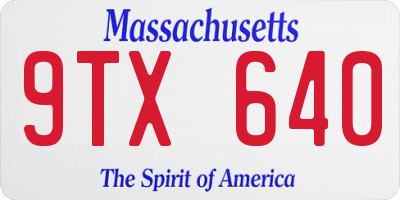 MA license plate 9TX640