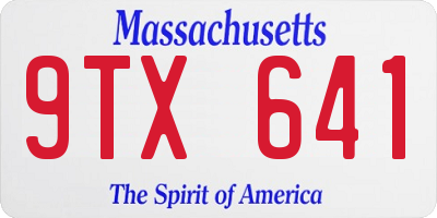 MA license plate 9TX641