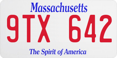 MA license plate 9TX642