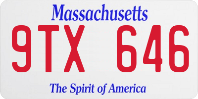 MA license plate 9TX646