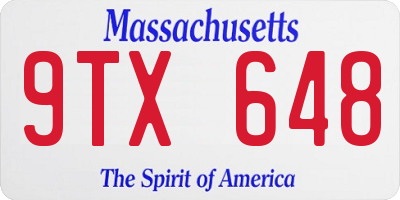 MA license plate 9TX648
