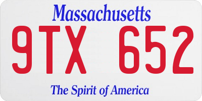 MA license plate 9TX652
