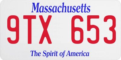 MA license plate 9TX653