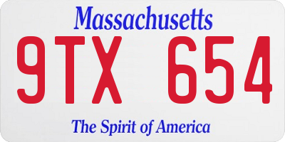 MA license plate 9TX654