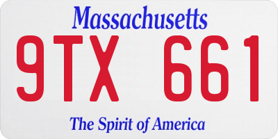 MA license plate 9TX661
