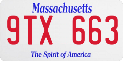 MA license plate 9TX663
