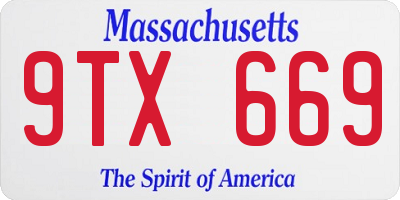 MA license plate 9TX669