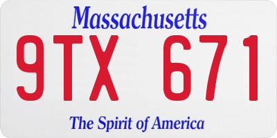 MA license plate 9TX671