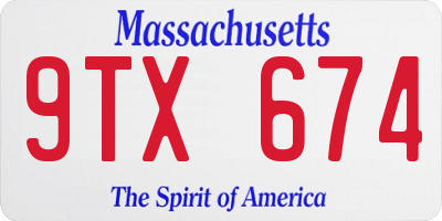 MA license plate 9TX674