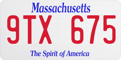 MA license plate 9TX675
