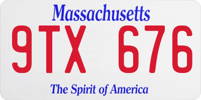MA license plate 9TX676
