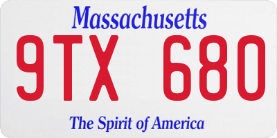 MA license plate 9TX680