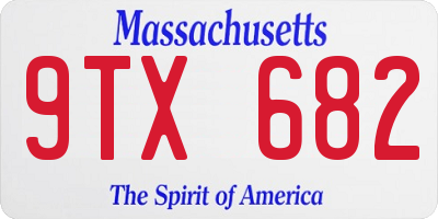 MA license plate 9TX682