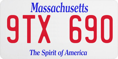 MA license plate 9TX690