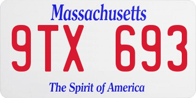 MA license plate 9TX693