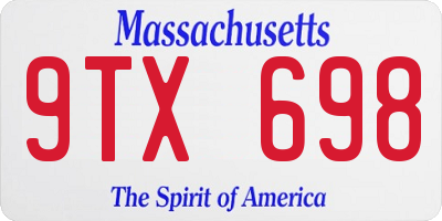 MA license plate 9TX698