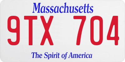 MA license plate 9TX704