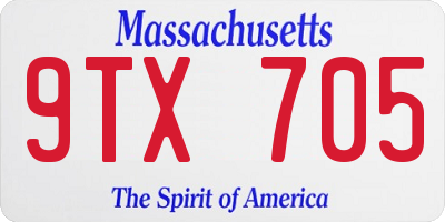 MA license plate 9TX705