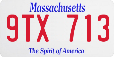 MA license plate 9TX713
