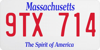 MA license plate 9TX714