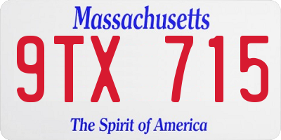 MA license plate 9TX715