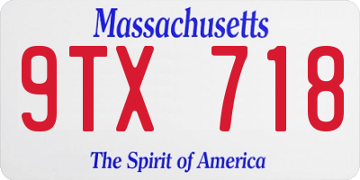 MA license plate 9TX718