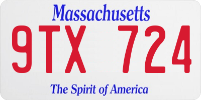 MA license plate 9TX724