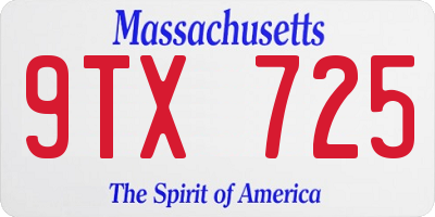 MA license plate 9TX725