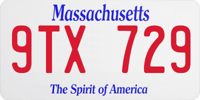 MA license plate 9TX729