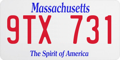 MA license plate 9TX731