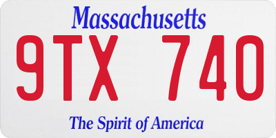 MA license plate 9TX740