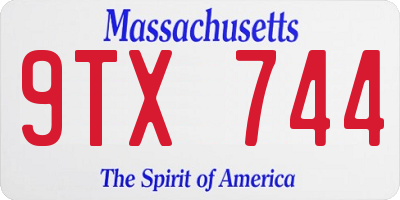 MA license plate 9TX744