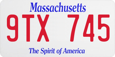 MA license plate 9TX745