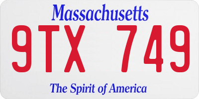 MA license plate 9TX749