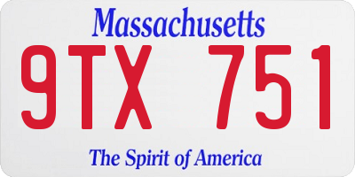 MA license plate 9TX751