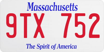 MA license plate 9TX752