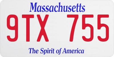 MA license plate 9TX755