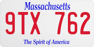 MA license plate 9TX762