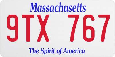 MA license plate 9TX767