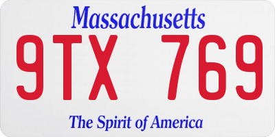 MA license plate 9TX769