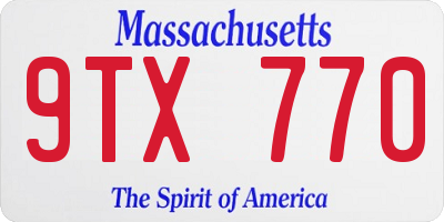 MA license plate 9TX770