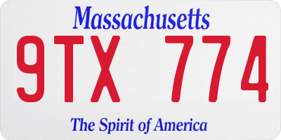 MA license plate 9TX774