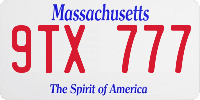 MA license plate 9TX777