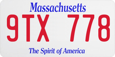 MA license plate 9TX778