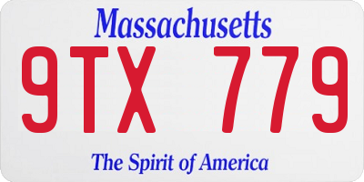 MA license plate 9TX779