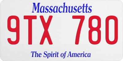MA license plate 9TX780