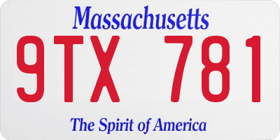 MA license plate 9TX781